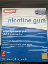 Rugby Nicotine Gum 2mg Original Flavor 110 Pieces Sugar Free Stop Smoking Aid