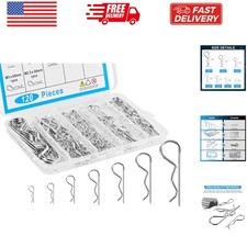 120pcs  Cotter Pin Assortment Kit, Heavy Duty R-Shaped Cotter Pins, 7 Sizes Z...