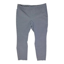 Talbots Size 14P Chatham Ankle Pant Navy Blue Dotted Print Side Zip