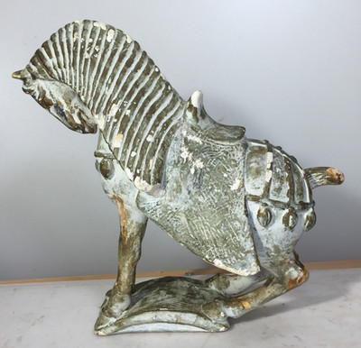Vintage Fred Press White Brown Gold Horse Sculpture Statue 12  Tall -- See Desc