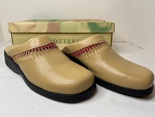 Trotters Comfort Shoes Mules Natural/Red Twist Leather T3713-078 Womens Size 9N
