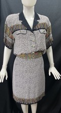 Vtg 90s PLATINUM Dorothy Schoelen Abstract Art 2 Piece Set Top - S Skirt - 14