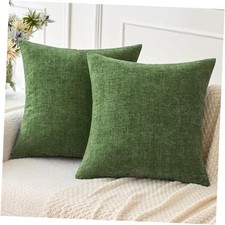 Pack of Couch Throw Pillow Covers 18x18Inch 18" x 18" Pack of 2 2 Moss Green