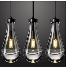 Raindrop Pendant Lights Kitchen Island Set of 3 Teardrop Black Hanging Light...