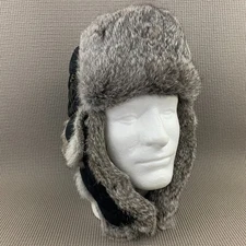 MAD BOMBER Men's Original Rabbit Fur Lined Trapper Hunter Bomber Hat Size L NEW