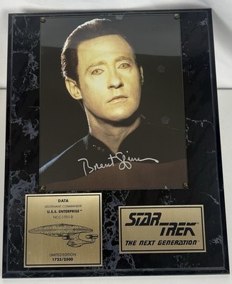 STAR TREK Next Generation DATA Brent Spiner Hand Signed plaque COA 1723/2500