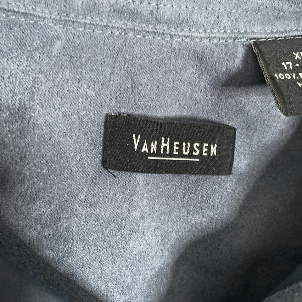 Camisa Van Heusen Para Hombres XL Gamuza Suave Manga Larga Botones Bolsillo Frontal 27x30 Foto 4 de 4