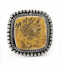 Natural Germany Psilomelane Dendrite 925 Solid Sterling Silver Ring Sz 7