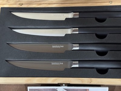 Kamikoto Steak Knife Set of Four in Hand Crafted Ash Wood Box