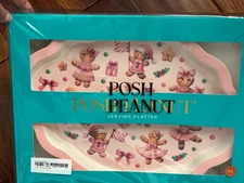 New Rare Posh Peanut Pink Gingerbread Christmas Holiday Serving Platter