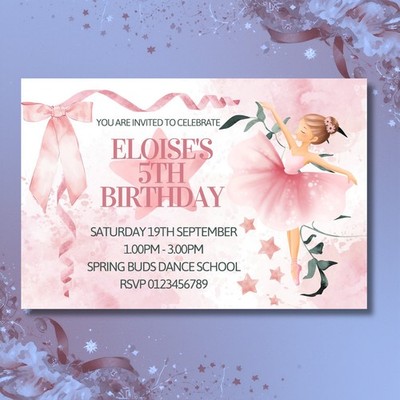 Aquarell Ballerina Geburtstag Party Einladungen Kindereinladungen inkl. Umschläge