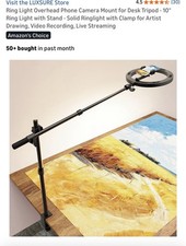Ring Light Overhead Phone Camera Mount for Desk Tripod 10" Ring Light with Stand