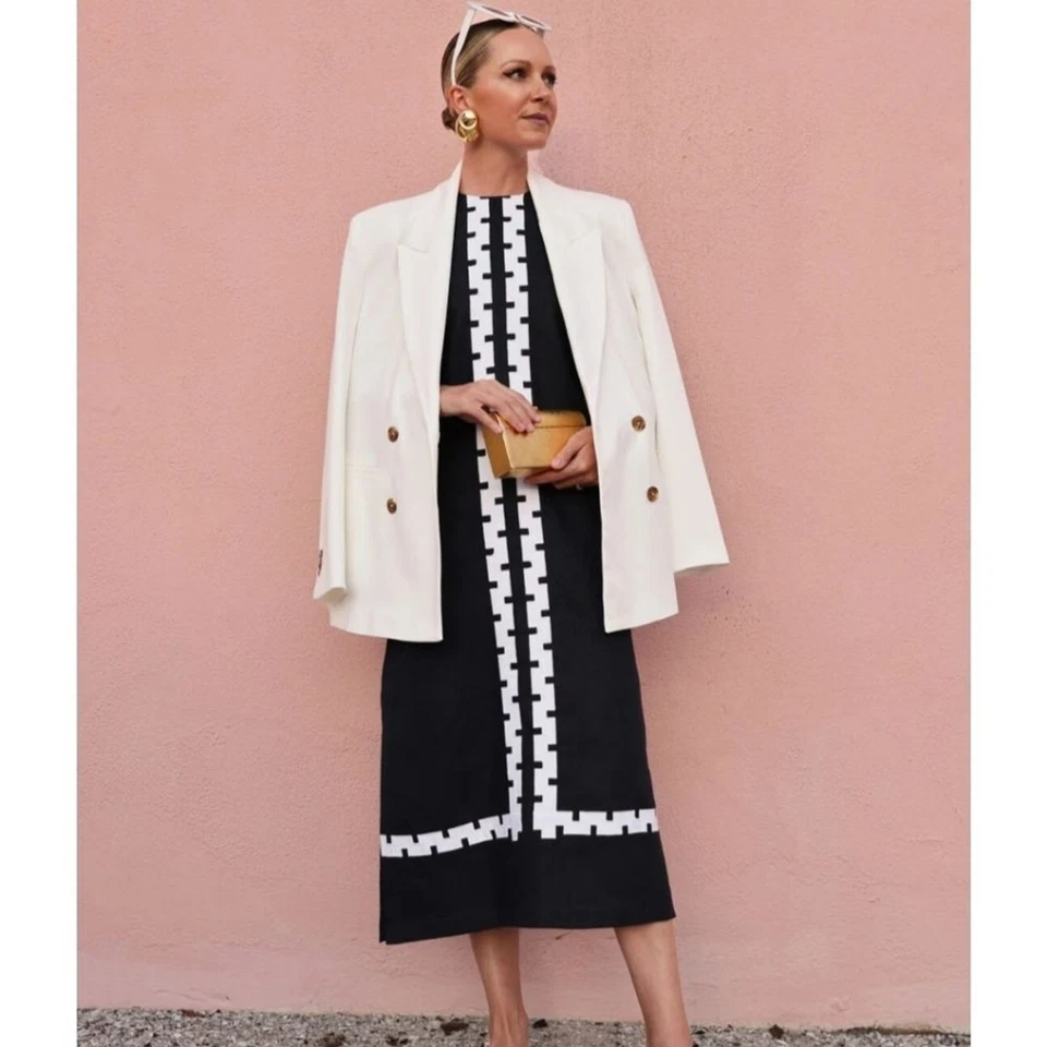 NWT Tuckernuck Atlantic-Pacific Embroidered Hartman Maxi Midi Dress Blue Medium - Image 2 of 4