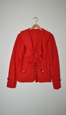 Roter Schurwolle Blazer von ATTITUDE Schalkragen Perlen Strass Wolle Gr.38 wNeu