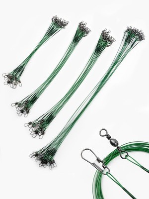 100pcs Trace Wire Leader Stainless Steel Fishing Line Leaders With Snap & Swivel