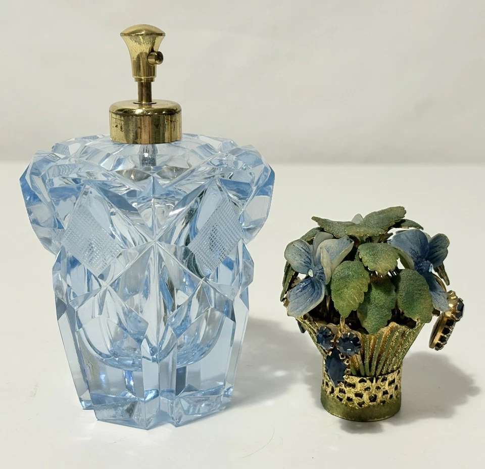 Magnificent W. Germany Heavy Cut Crystal Jewel Top Perfume Atomizer Irice - Image 2 of 4