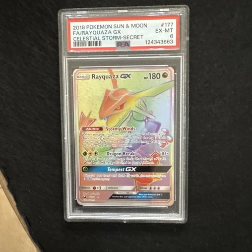 Pokémon Rayquaza GX 177 Secret Rare PSA 6