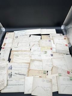 Enorme lotto effimeri di carta vintage antichi assegni lettere Woodstown NJ anni 1900 1940