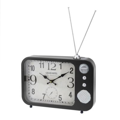 Tischuhr Radioform schwarz 23x33x5cm Wanduhr Radiouhr Dekouhr Uhr Retro