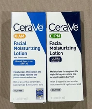 CeraVe AM/PM 3oz 2 Pack Facial Moisturizing Lotion w/Sunscreen SPF30 Exp 11/25+