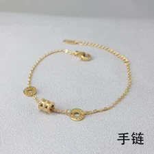 Womens 18K Gold Plated Stainless Steel Double Roman Numeral Disks with Cylinder