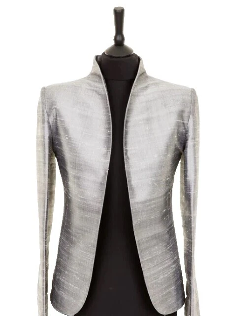 Abrigos, chaquetas y chalecos plateados para mujer