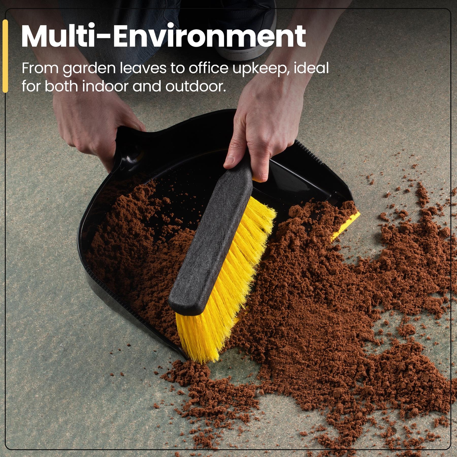 Jumbo Dustpan & Brush Set Black/Yellow Floor Sweep Home Garden Builders