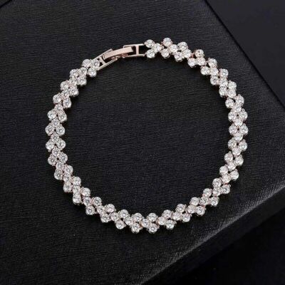 Damen Swarovski Elements Crystal Dust Armband Armreif Rosegold Herz Schnäppchen