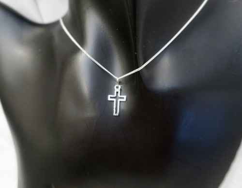 925 ECHT SILBER ✟ Kreuzkette kl. Kreuz Anhänger diamantiert 15mm, Kette optional - Picture 2 of 7