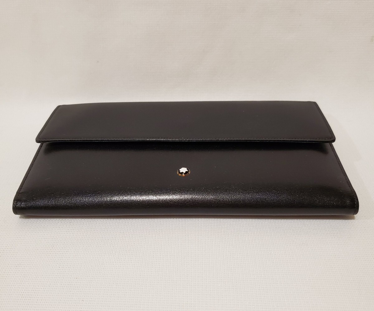 折りたたみ財布 MONTBLANC BLACK LEATHER WALLET モンブラン サルトリアル ミニウォレット4cc - 高級コンパクト