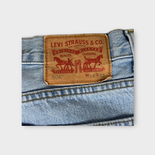 Levi's 504 Light Blue Straight Leg Cotton Casual Denim Jeans Mens 34 - Picture 9 of 11