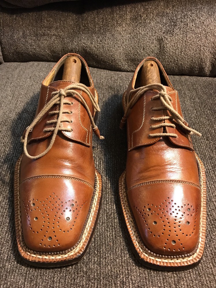 Antonio Maurizi Vtg Signed Oxford Cuptoe Brown Men display picture 1