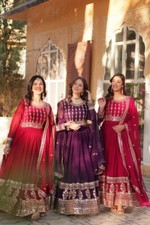 Faux Blooming Georgette full flared handwork gown with dupatta set for women