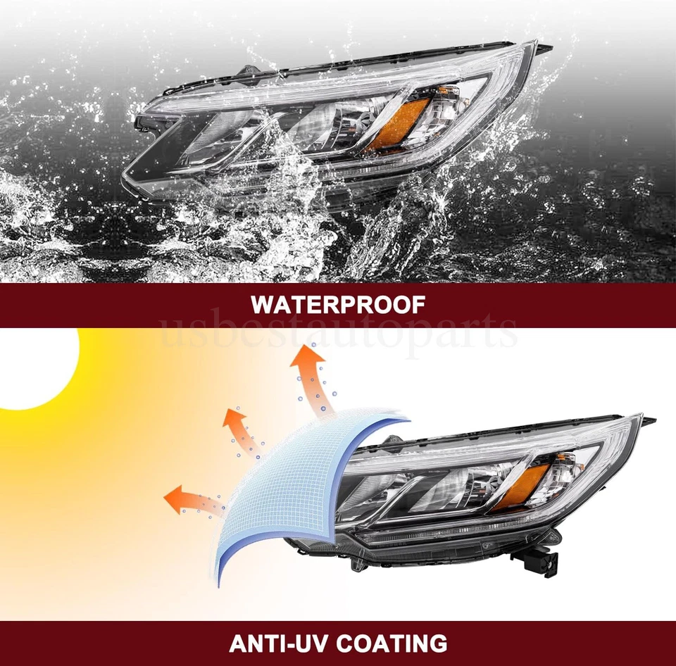 Headlights Headlamps Assembly Pair W/ LED DRL For 2015 2016 Honda CRV CR-V Foto 4 de 4