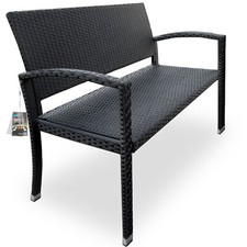 Banc de jardin polyrotin noir terrasse balcon meuble de jardin 2 places assise