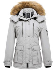 Waqntdo Womens Hooded Windproof Winter Parka Coat Light Grey Xl