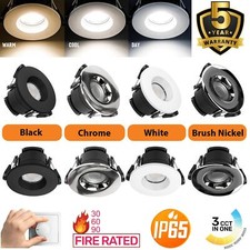 Fire Rated CCT LED Dimmable Recessed Downlight Bathroom Ceiling Spotlights IP65 