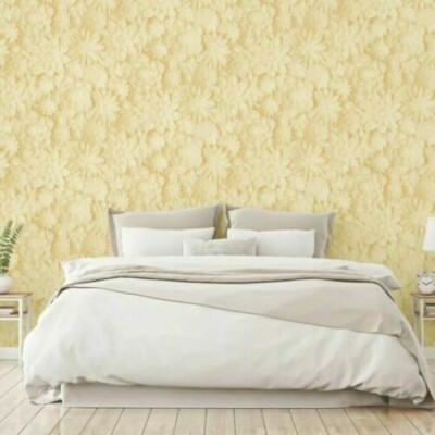 Edles Dekor Floral 3D Effekt Rose Modern Tapete FD42597 Gelb Senf