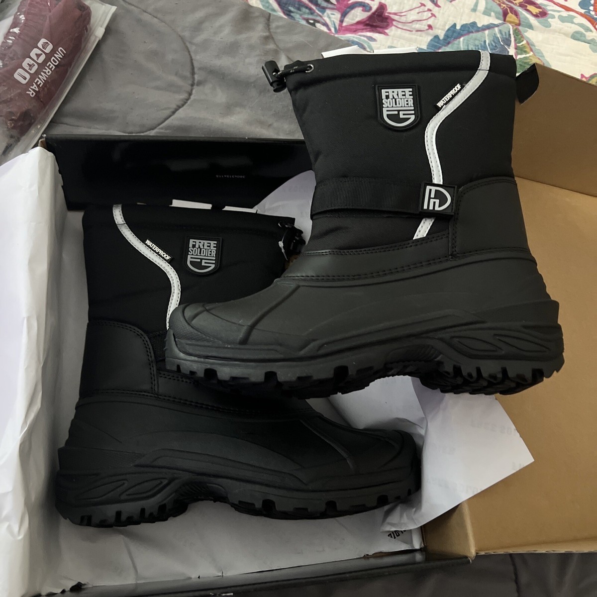 Mens New Free Soldier Waterproof Insulated Snow Boots Size 8 Black freesoldier-boots-men-s-snow-  main image 4