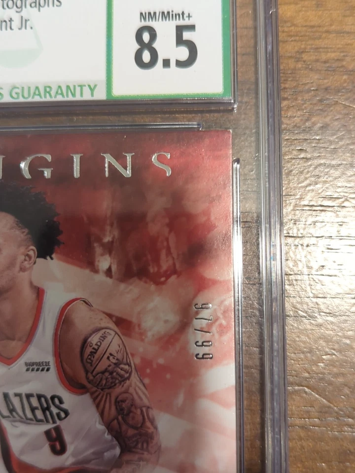 Gary Trent Jr. 2018-19 Autógrafo de novato Origins/99 en tarjeta automática RC CSG 8,5 Foto 2 de 3
