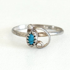 Vintage 925 Sterling Silver Turquoise Southwestern Thin Band Ring Size 5