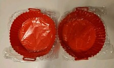 2 Air Fryer Silicone Pot Basket Liners Non-Stick Safe Oven Baking Tray Reusable