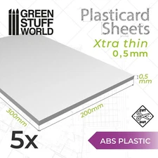 ABS Plasticard A4 - 0,5mm COMBOx5 sheets - Styrene Plastic Sheets - Plastikard