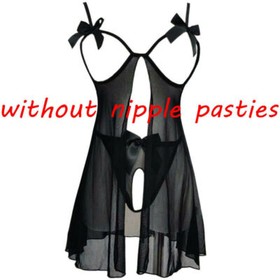 Women Sexy-Lingerie Open Cup Sleepwear Sheer Babydoll Nightwear Dress G-string