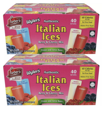 Wyler's Berry And Cherry Mix Italian Ices 5 Pound Box , 80-2 Oz Bars,