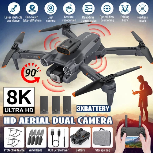 Newest Drone X Pro WIFI FPV 4K HD Dual Camera Foldable RC Quadcopter Gifts UK - Picture 3 of 11