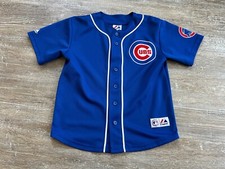 Vtg 2000s Derrek Lee Chicago Cubs Jersey Baseball Youth Medium Blue MLB Majestic