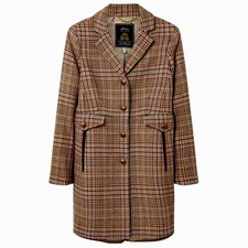 Joules Womens Windsor Pink Check Tweed Hacking Coat Uk20 Bnwt Rrp£269