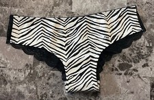 NWT VICTORIA'S SECRET PINK S BLACK WHITE ZEBRA LACE VINTAGE RARE HIPSTER PANTIES