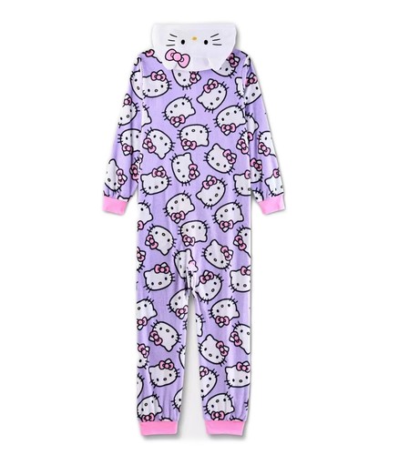Hello Kitty Big Girls Character Hooded Costume Print Fleece Pajama Sleeper - Picture 2 of 8